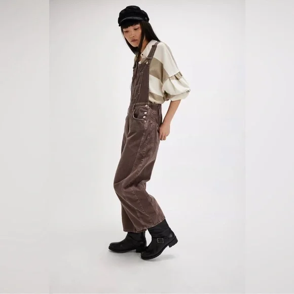 NWT Free people Good Luck Barrel Overalls jumpsuit Sz M - Picture 5 of 11